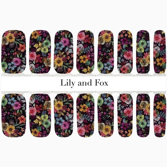 3 for 15 - LILY & FOX - SIMPLY EXQUISITE Nail Stickers Wrap Strips Floral - Picture 2 of 9